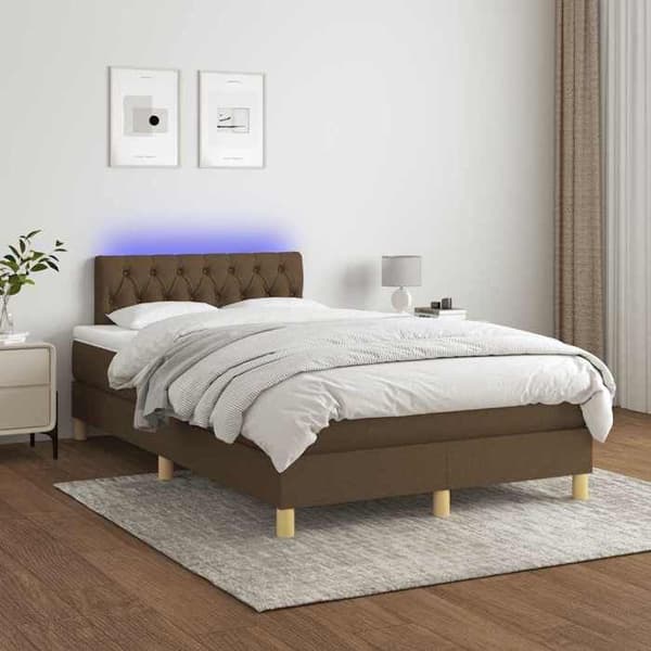 Seng med madras - Eksklusivt Hus - 120x190 cm - Mørkebrun - LED-stribe
