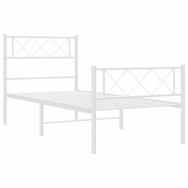Sengestel - EKSKLUSIV HUS - 100x200 cm - Hvid metal - Lamelseng - Opbevaring under seng Vit