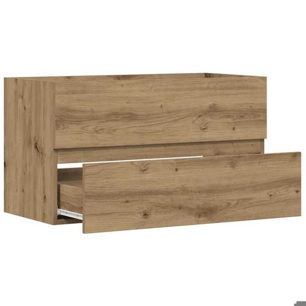 Maison Exclusive - Håndlavet egetræ vaskeskab 90x38,5x45 cm ingeniørtræ