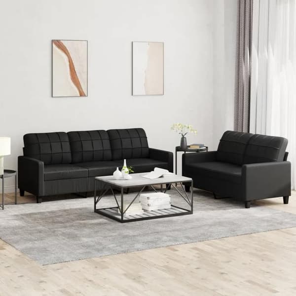Maison Exclusive - Sæt af 2 sofaer med puder i sort kunstlæder