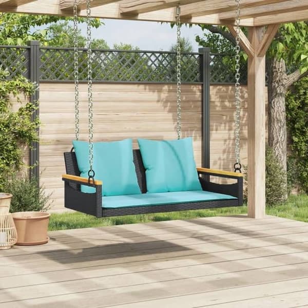 Maison Exclusive - Balanssoffa med svarta kuddar 109x62x40 cm flätad resin