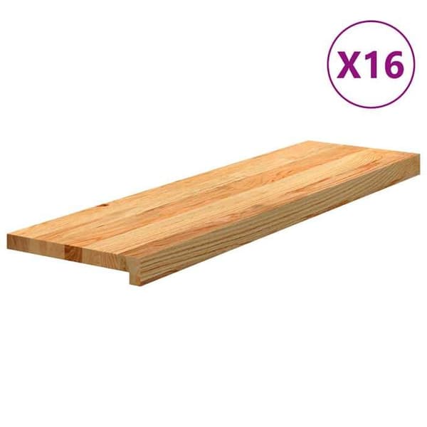 Maison Exclusive - Trappsteg 16 st ljusbrun 90x25x2 cm massiv ek