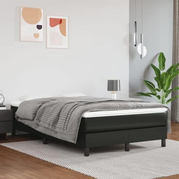 Maison Exclusive - Sengebund med sorte lameller 120x200 cm kunstlæder