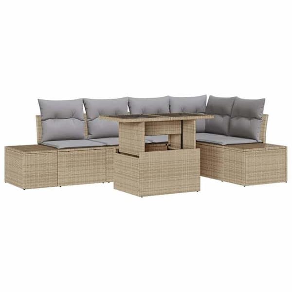 Trädgårdsmöbler - EXKLUSIVT HUS - Modulär - Beige - Hållbar poly-rattan - Justerbart höjd bord beige