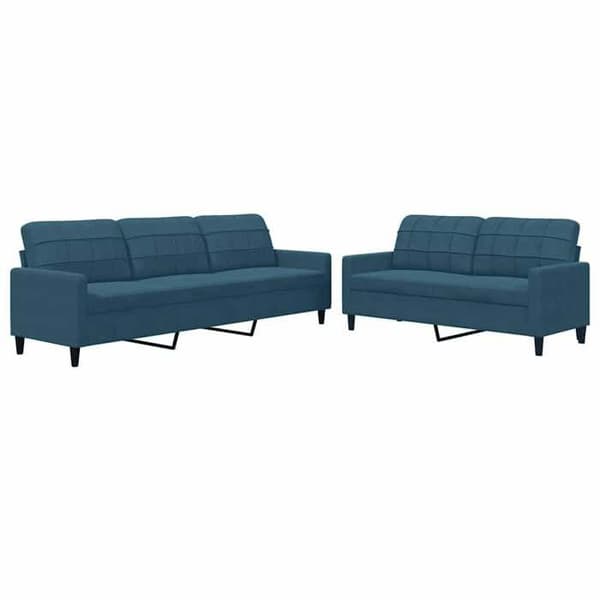 Maison Exclusive - Set med 2 soffor med kuddar i blått sammet Sammetsblå
