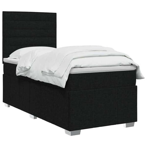 Maison Exclusive - Boxspring-sänky mustalla patjalla 90 x 200 cm Kangas Svart