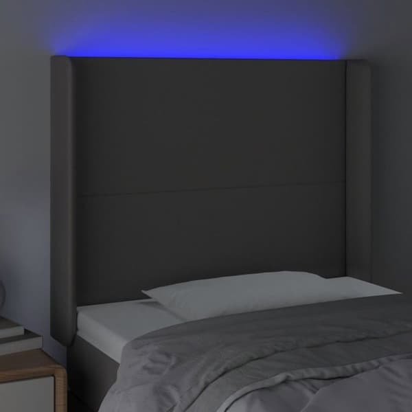 Maison Exclusive - LED Hovedgærde Grå 83x16x118/128 cm Syntetisk Læder Grå