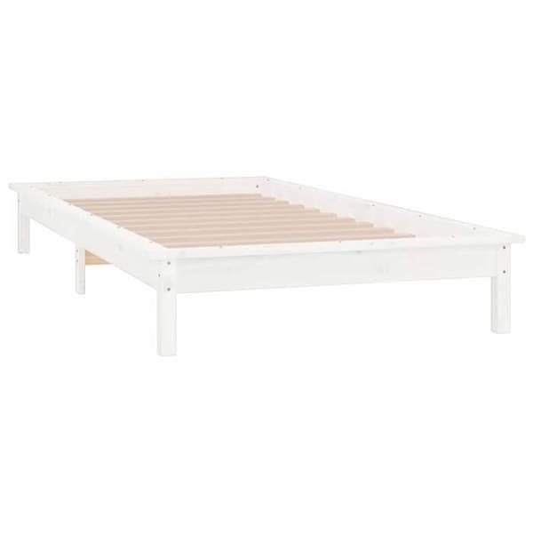 Maison Exclusive - LED-sengestel uden madras hvid 75x190 cm massiv træ Vit