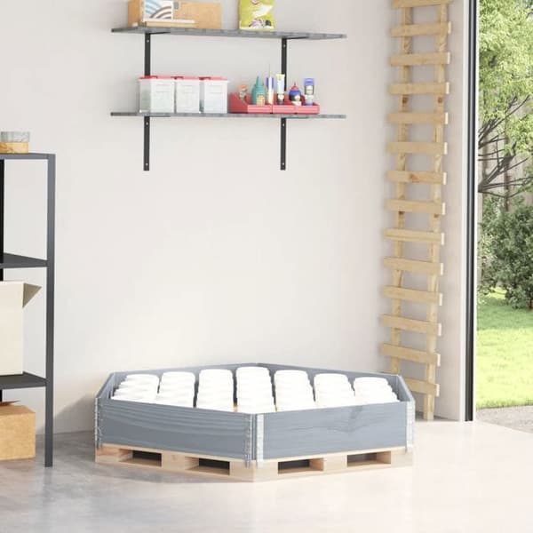 Höjd säng / Planteringslåda - EXKLUSIV HEM - Stapelbar - Hexagonal 160x160 cm - Massivt trä - Fällbar, dränering Grå