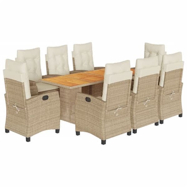 Maison Exclusive - Puutarhakalusteryhmä ja tyynyt 9 kpl beige Polyrottinki
