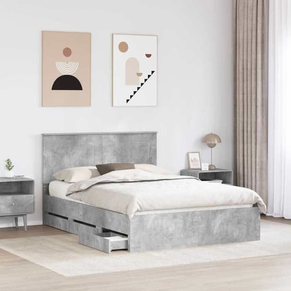 Maison Exclusive - Sengebund Grå beton 160 x 200 cm Ingeniørtræ Betonggrå