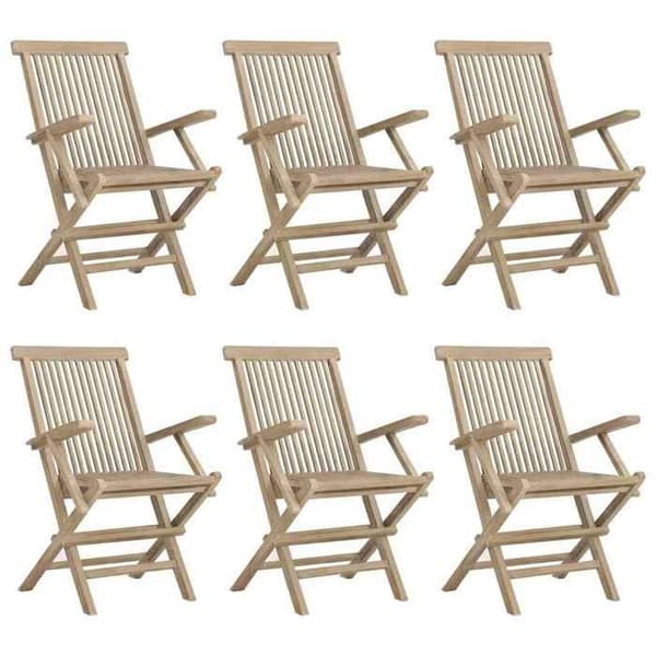 Maison Exclusive - Fällbara stolar 6 stycken Grå 56x61x89 cm Massivt teakträ Grå