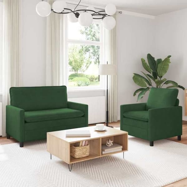 Maison Exclusive - 2 kpl vihreä viidakko kangas sohvasetti