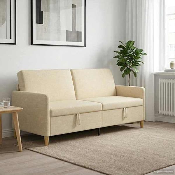 Maison Exclusive - Sofa med opbevaring Creme 192 x 78 x 87 cm Polyester