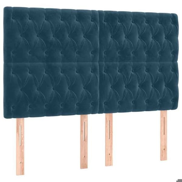 Maison Exclusive - Sänggavel med LED Blå mörk 144x7x118/128 cm Sammet mörkblå