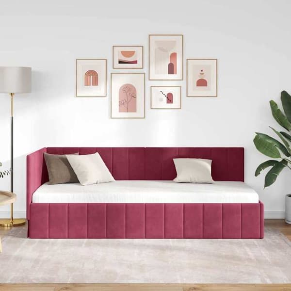 Maison Exclusive - Hörnsängram Bordeaux 80 cm x 200 cm Sammet