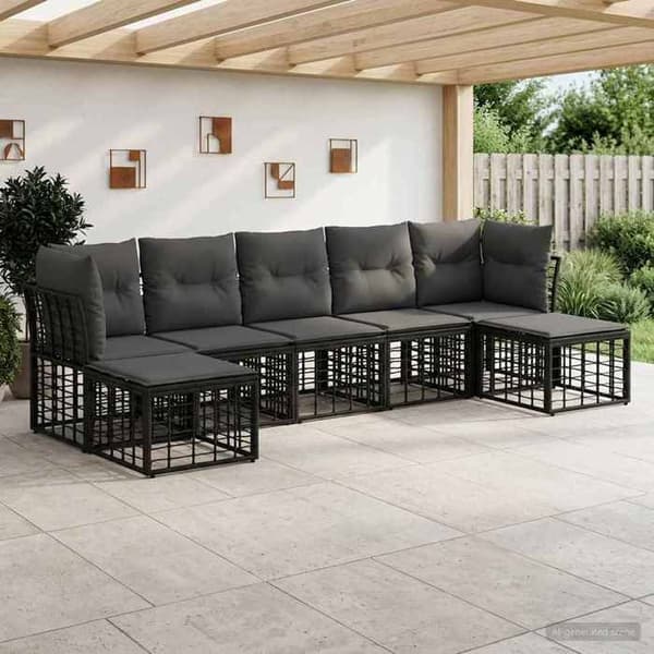 Havemøbler - MAISON EXCLUSIVE - Sofa sæt - Sort - Poly rattan - Polyester puder Svart