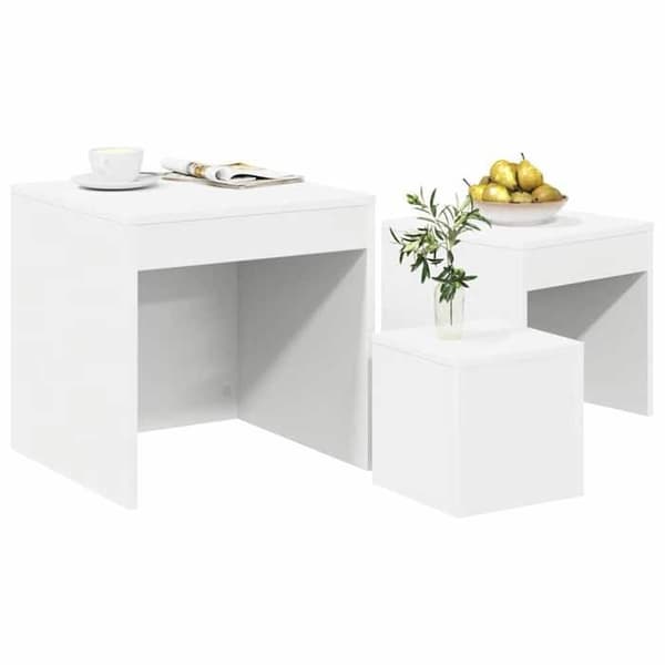Maison Exclusive - 3 stk. Hvide Stabelbare Borde i Agglomeret
