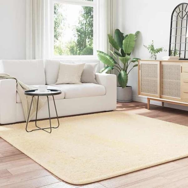 Tæppe Shaggy - MAISON EXCLUSIVE - NAVARRA - 200x200 cm - Polyester - Antiskrid grädde