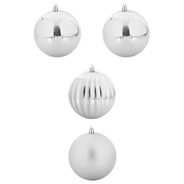 Maison Exclusive - Set med XXL Julkulor 4 st Silver Diam. 20 cm Silver