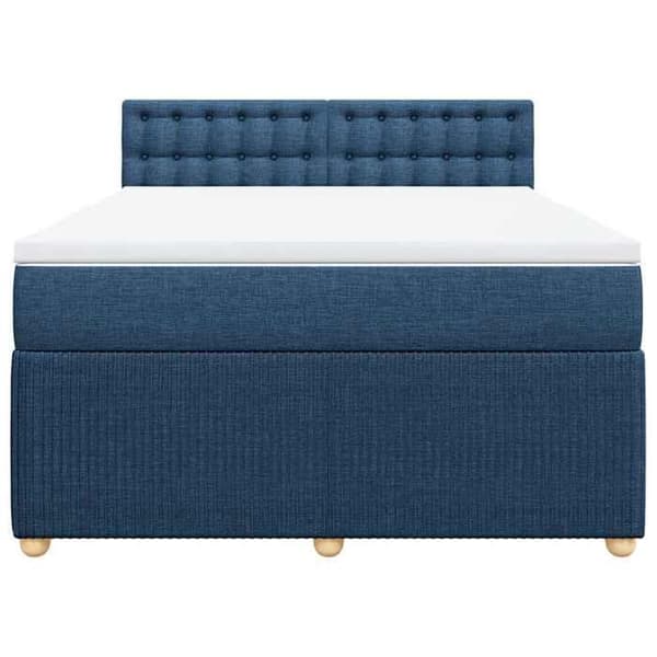 Maison Exclusive - Seng med lamelseng og madras Blå 140x200 cm Stof