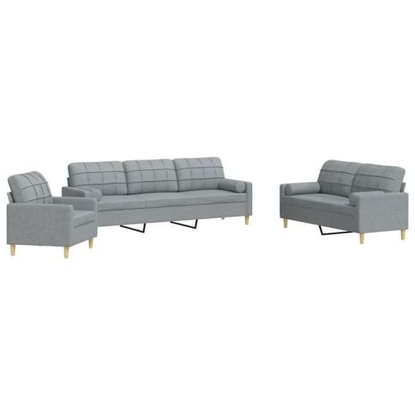Maison Exclusive - Sæt af 3 sofaer med lysegrå dekorative puder i stof