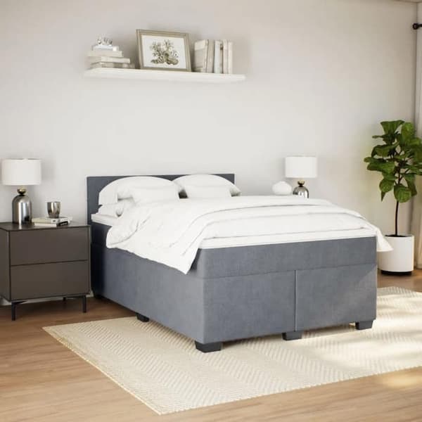 Maison Exclusive - Sängbotten med lameller och mörkgrå sängmatta 140x190cm Sammet
