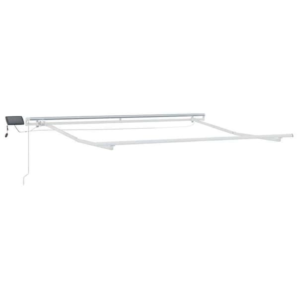 Sammenklappelig markise - EKSKLUSIV HUS - 400 × 350 cm - Lys grå og hvid - Aluminium - Solcelle LED Ljusgrå och vit