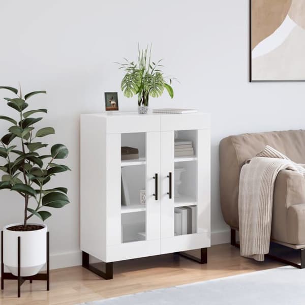 Maison Exclusive - Hvid glans buffet 69,5x34x90 cm Ingeniørtræ