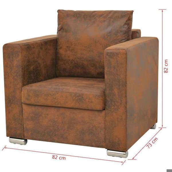 Maison Exclusive - 3-delars soffa i syntetiskt mocka kastanj