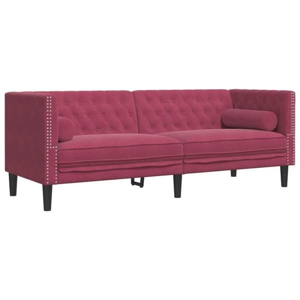 Maison Exclusive - Chesterfield-soffgrupp med 3 delar i sammet och kuddar
