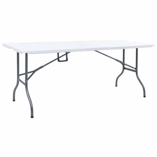 Fällbart bord och 2 bänkar - EXKLUSIV HEM - 180 cm - Målad stål - Hållbar PEHD - Vit Vit