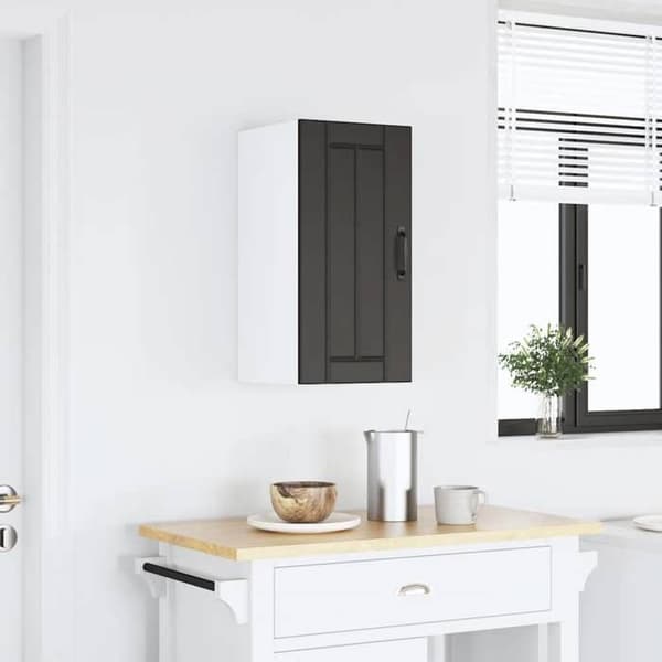 Køkkenvægskab - EKSKLUSIV HUS - Lucca - Sort - Ingeniørtræ - Glasdør Svart