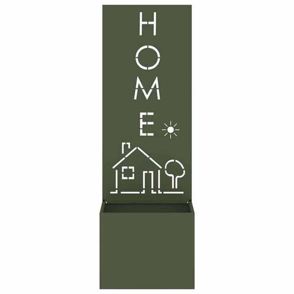 Havemur - EKSKLUSIV HUS - 50 x 32 x 150 cm - Robust stål - Mat finish - Udviklende rusteffekt Olivgrön