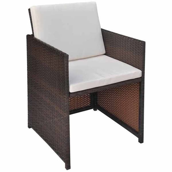 Maison Exclusive - Trädgårdsstolar set om 2 med kuddar, flätad resin, brun