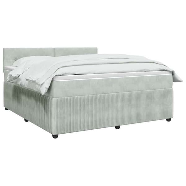 Maison Exclusive - Boxspring seng med madras Lys grå 140 x 190 cm Velour