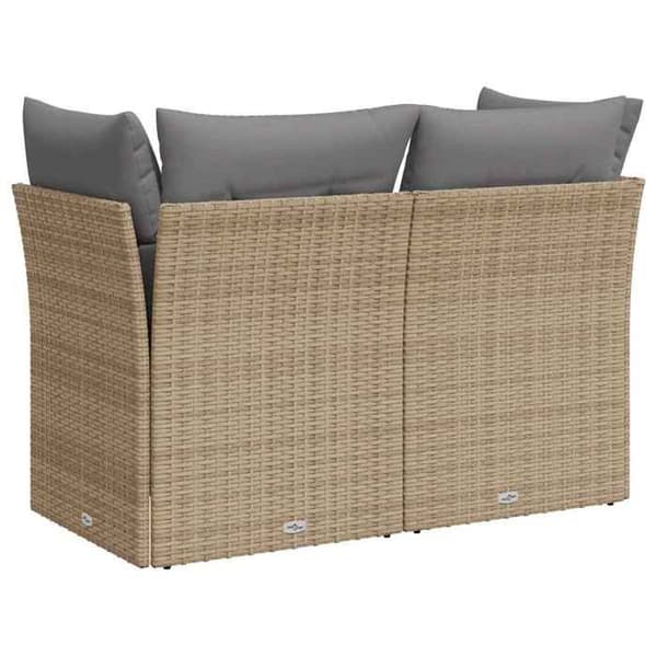 Maison Exclusive - Trädgårdsoffa med kuddar 2 platser beige flätad resin