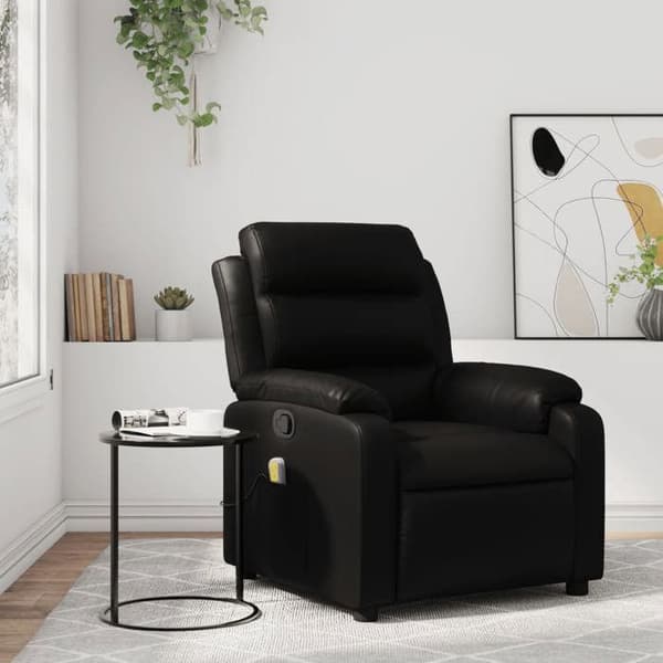Maison Exclusive - Sort læderlook massage stol med vippefunktion