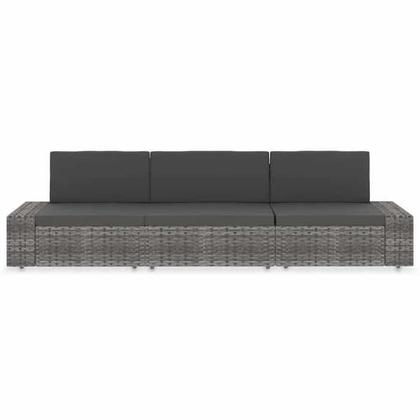 Maison Exclusive - 3-sits sektionell soffa i flätad resin Grå