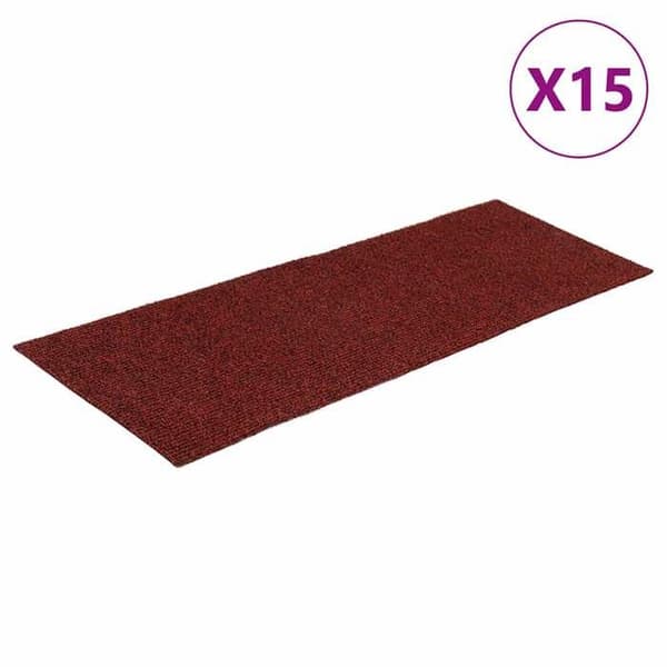 Maison Exclusive - Självhäftande trappmattor 15 stycken 60 x 25 cm Röd vinröd Rektangulär