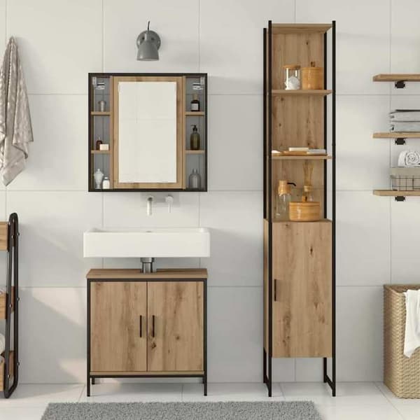 Maison Exclusive - Badeværelsesmøbler 3 stk Brun 33 x 33 x 185,5 cm brun