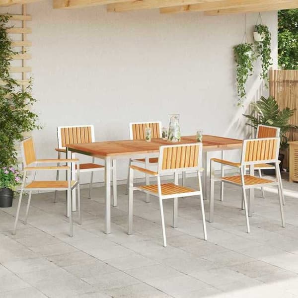 Maison Exclusive - Utomhusmatgrupp 7 delar 180 x 90 x 75 cm Brunt och silver