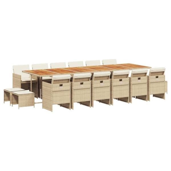 Maison Exclusive - Puutarhakalusteryhmä ja tyynyt 17 kpl beige