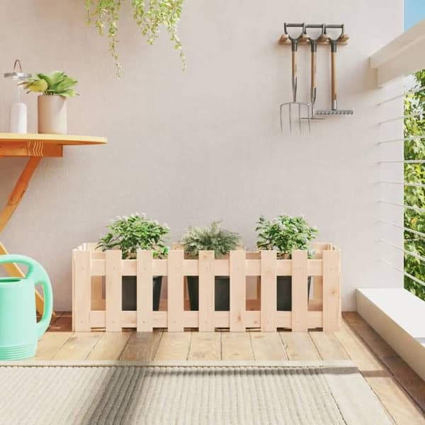 Höjd trädgårdssäng - EXKLUSIV HEM - 100 x 30 x 30 cm - Massivt furu - Rektangulär - Brun