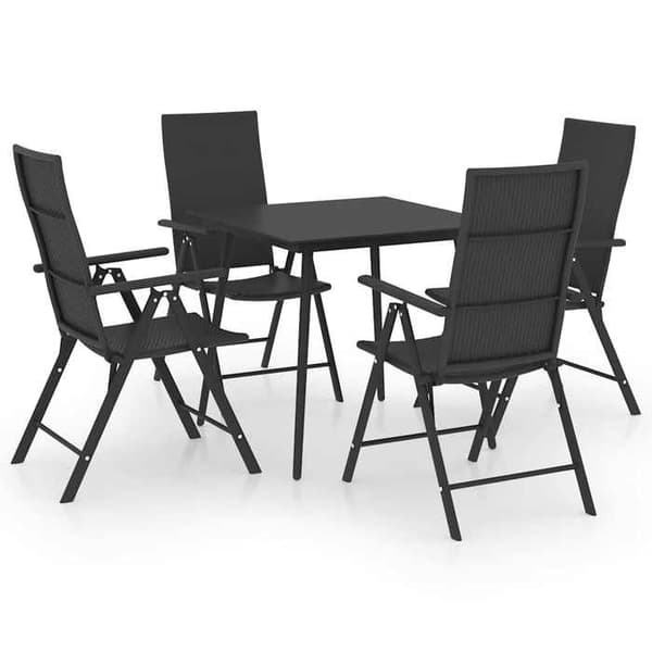 Maison Exclusive - 5-osainen musta puutarhakalustesarja