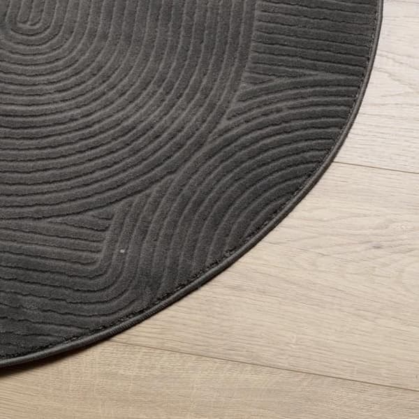 Tæppe - EKSKLUSIVT HUS - IZA - Rund Ø200 cm - Korte hår - Polyester - Antracit antracit
