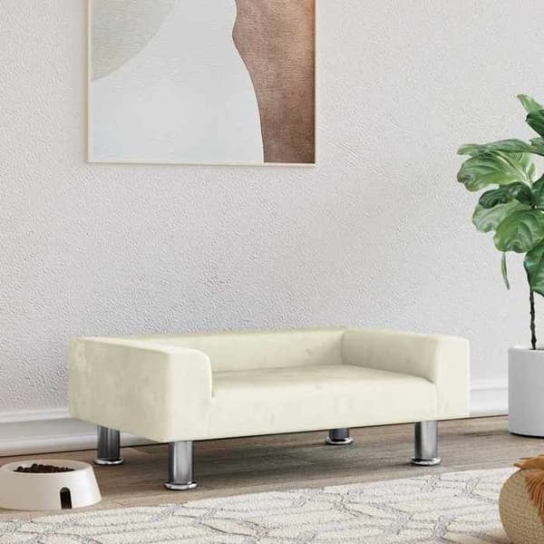 Maison Exclusive - Koiran sänky, kerma 70x45x26,5 cm sametti Grädde