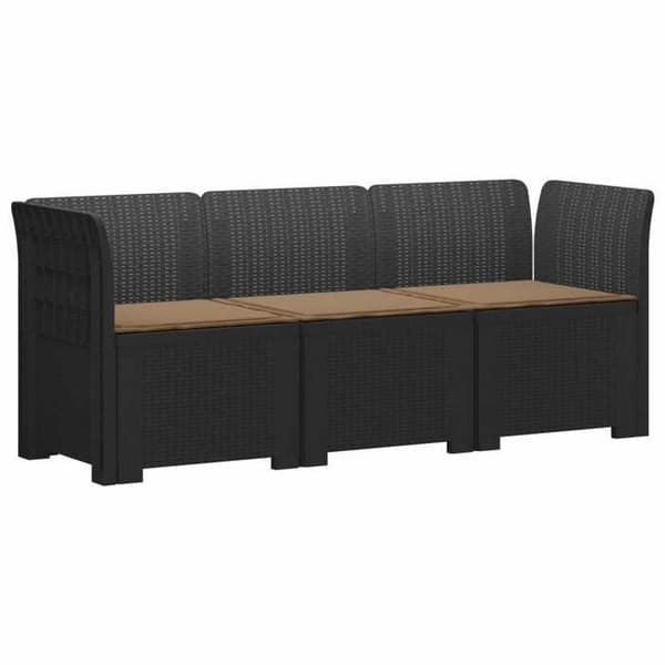 Maison Exclusive - Trädgårdsoffa 3 platser med kuddar i rattanlook PP