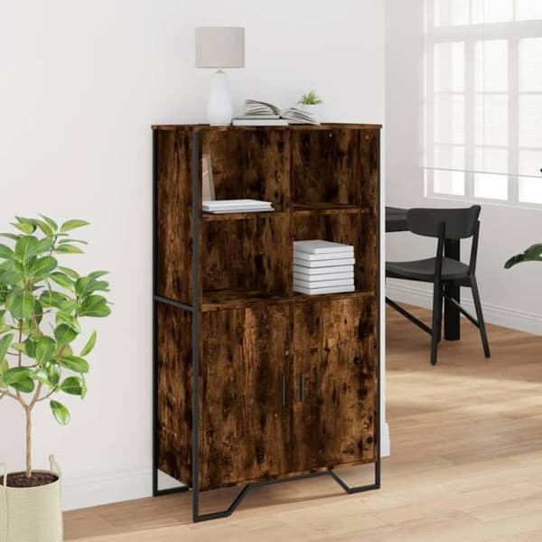Maison Exclusive - Buffé hög rökig ek 79,5x35,5x137,5 cm ingenjörsträ