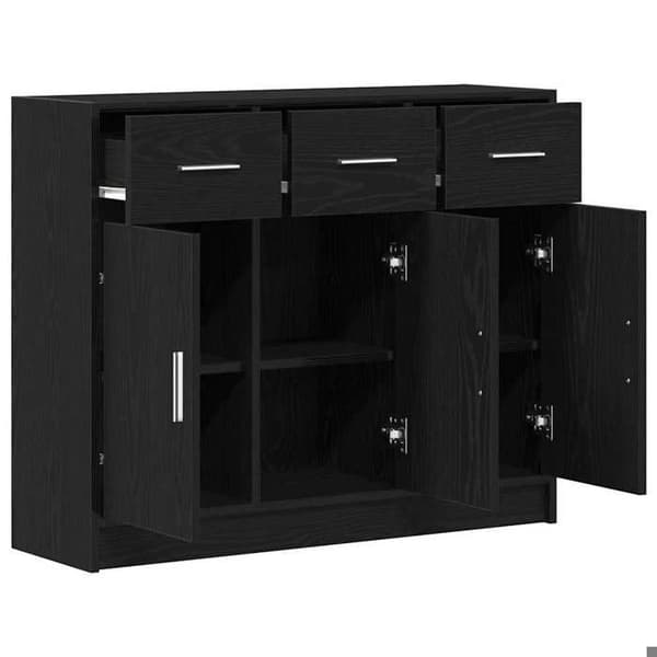 Maison Exclusive - Buffet i sort egetræ 91 x 28 x 75 cm ingeniørtræ